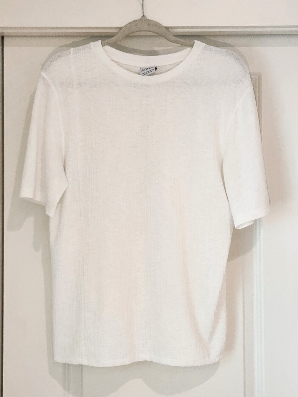 Zara Men’s White Short-Sleeve Textures Knit Tee
